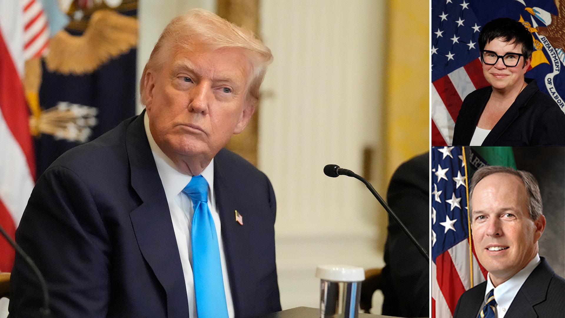 Donald Trump och två av de höga cheferna som fått sluta.