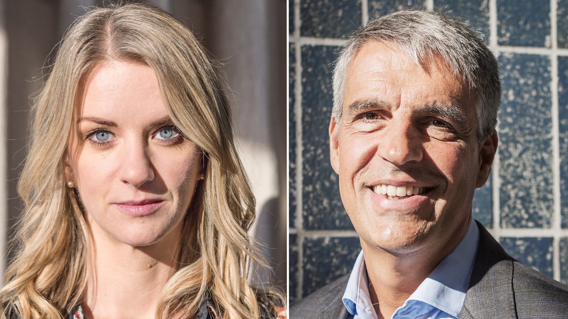 Porträttfoto av en kvinna och en man