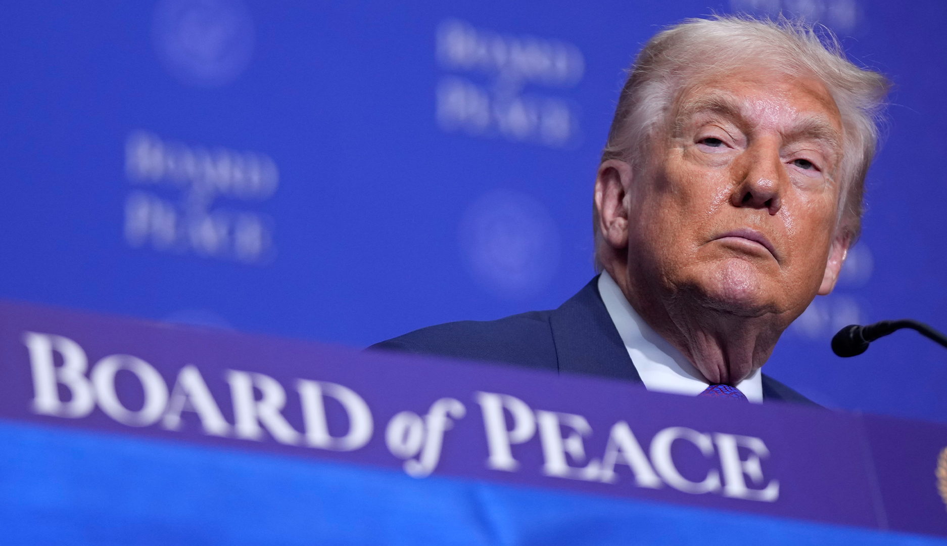 USA:s president Donald Trump under ett möte med Board of Peace den 19 februari i Washington DC.