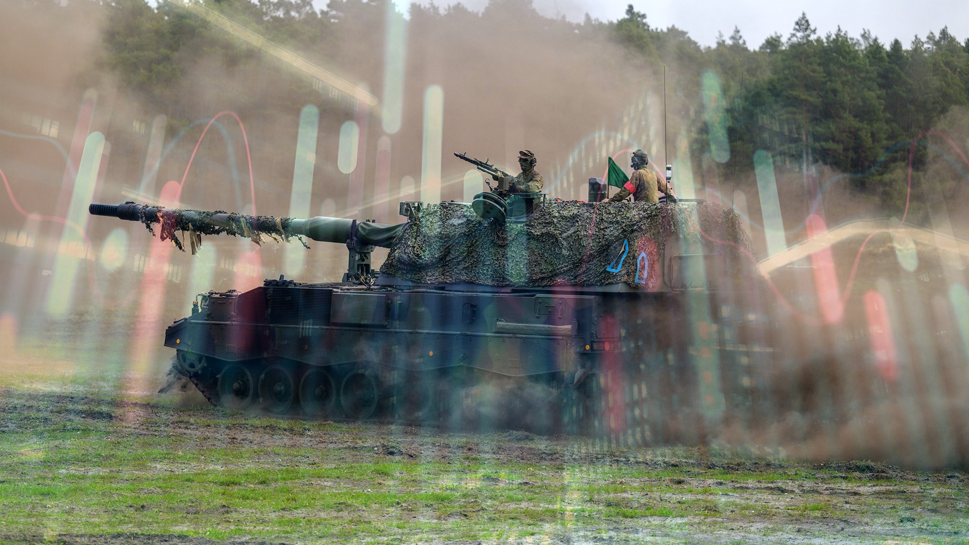 En självgående bandhaubits 2000 under en övning med tyska armén. Bandhaubitsen har utvecklats av Rheinmetall och KMW.