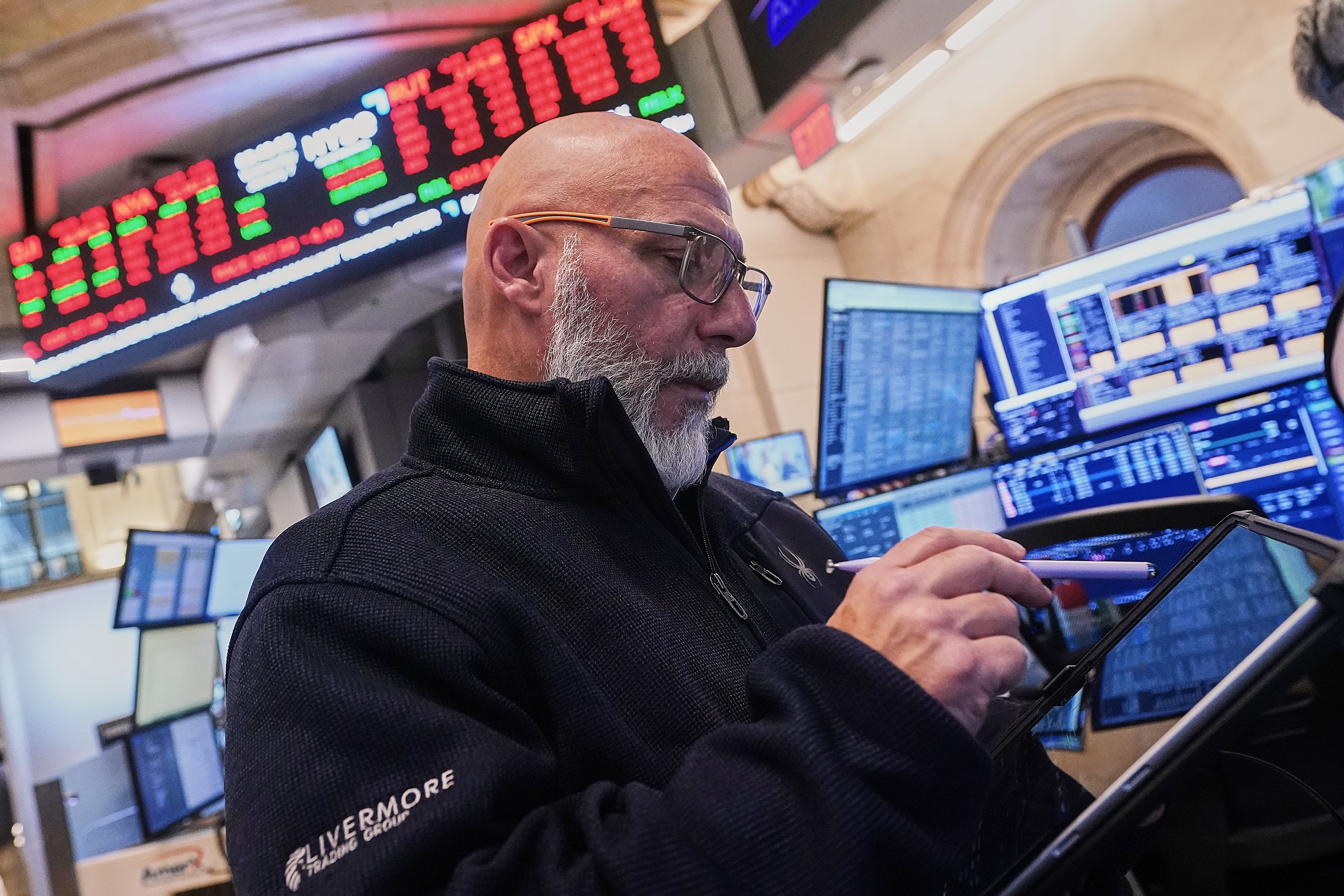 Börsmäklare på New York Stock Exchange.  