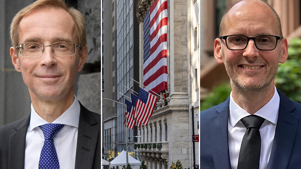 SEB:s seniorekonom Robert Bergqvist och Torsten Sløk på Apollo.