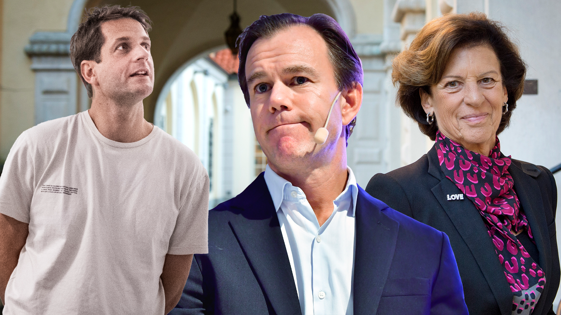 Sebastian Siemiatkowski tillsammans med storägarna Karl-Johan Persson och Antonia Ax:son Johnson. 