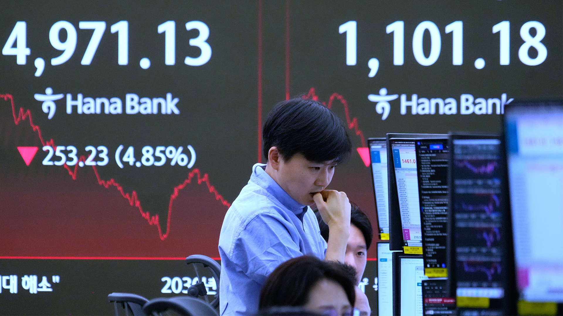 Börsmäklare på den sydkoreanska börsen.