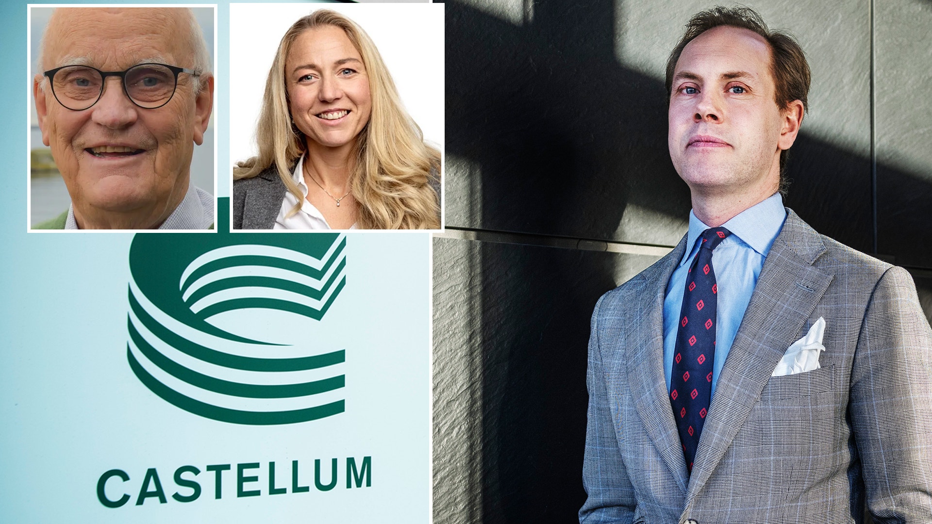 Roger Akelius, storägare för Castellum, tillsammans med Anna-Karin Nyman, kommunikationsdirektör för Castellum och Sverre Linton, chefsjurist för Aktiespararna.