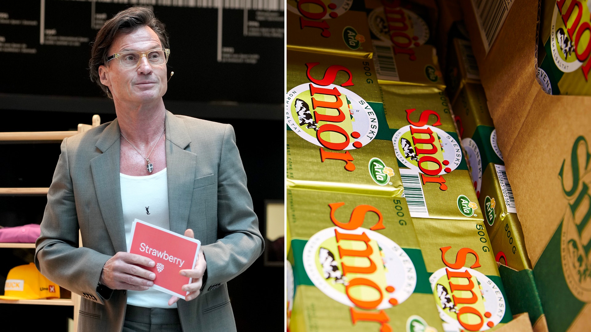 Petter Stordalen till vänster, Smör till höger.