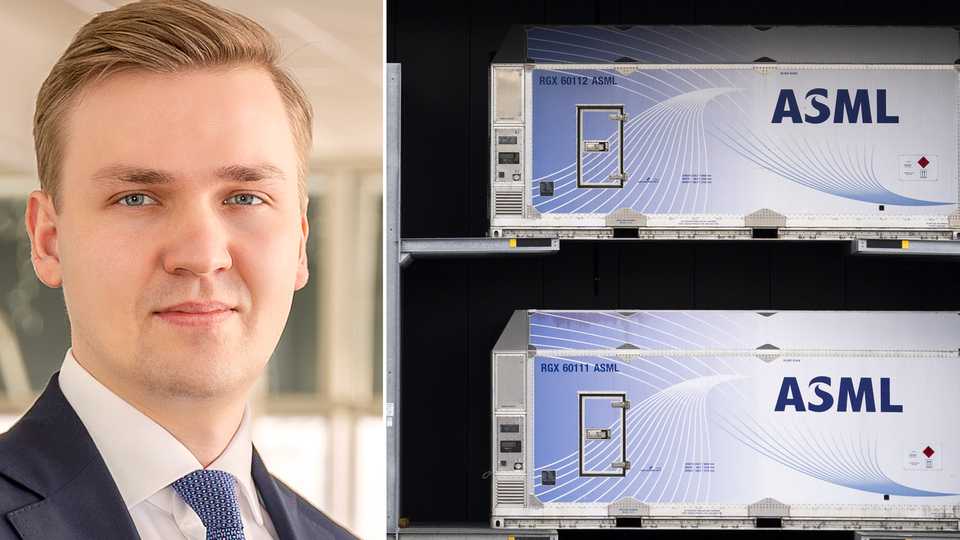 Herman Ohlsson till vänster, ASML-containrar till höger.