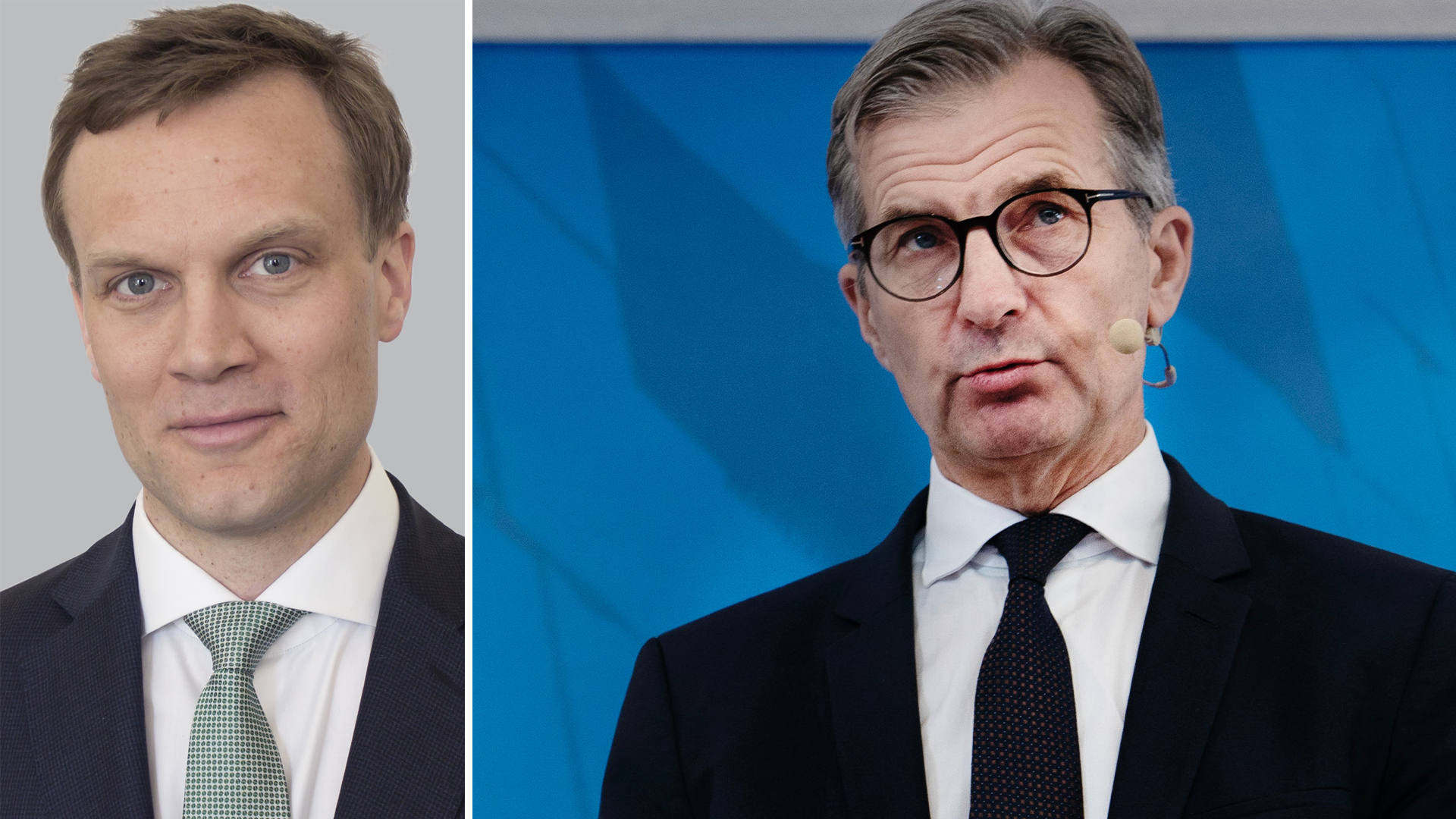 Johan Löf, prognoschef på Handelsbanken till vänster. Riksbankschef Erik Thedéen till höger.