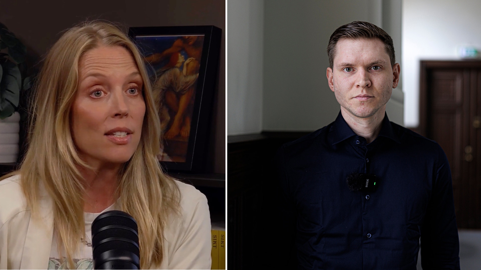 Från vänster: DN:s politikreporter Annie Reuterskiöld och Markus Allard, partiledare för Örebropartiet.