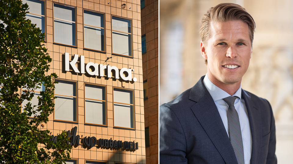 Bild på Klarnas kontor till vänster, bild på Carl Armfelt till höger.