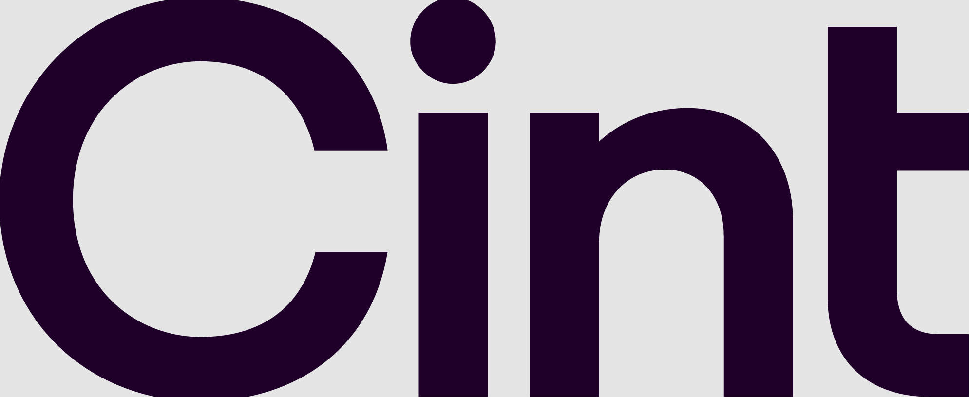 Cint-logotypen, ett företagsnamn skrivet i mörkblå bokstäver