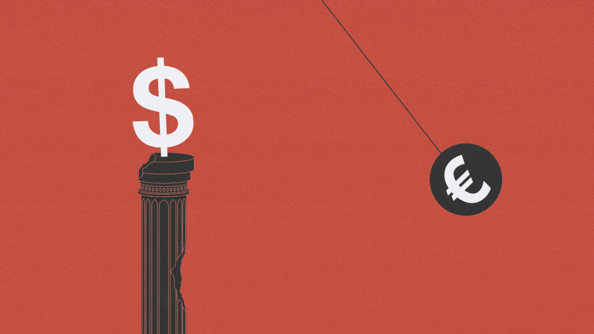 Illustration av en dollartecken på en klassisk kolonn som används som bete på en fiskekrok med eurosymbol