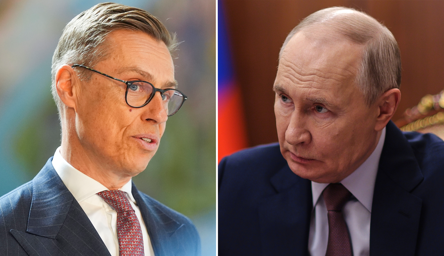 Finlands president Alexander Stubb och Rysslands president Vladimir Putin.