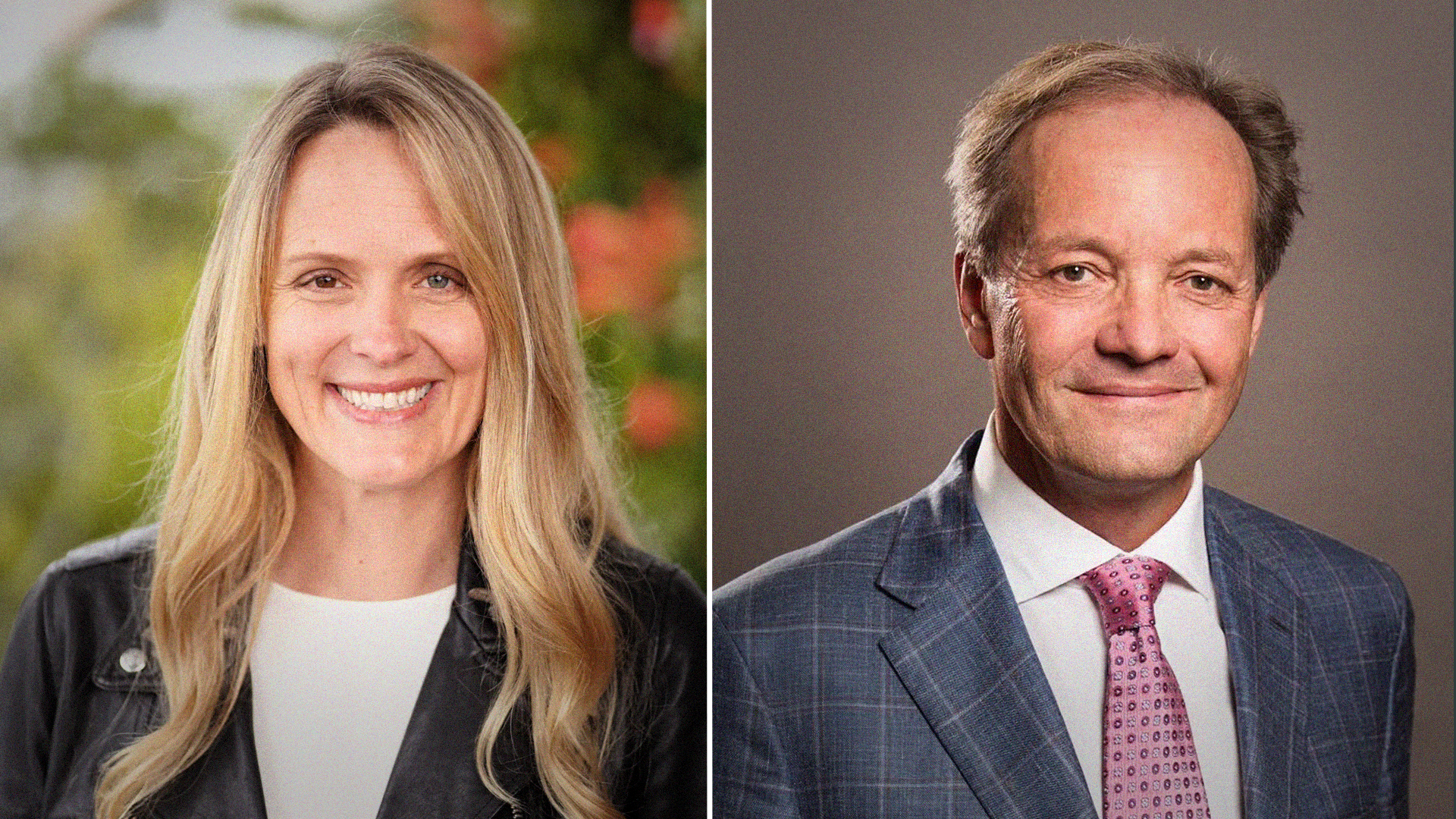 Två porträttfoton av en kvinna och en man i professionell miljö.