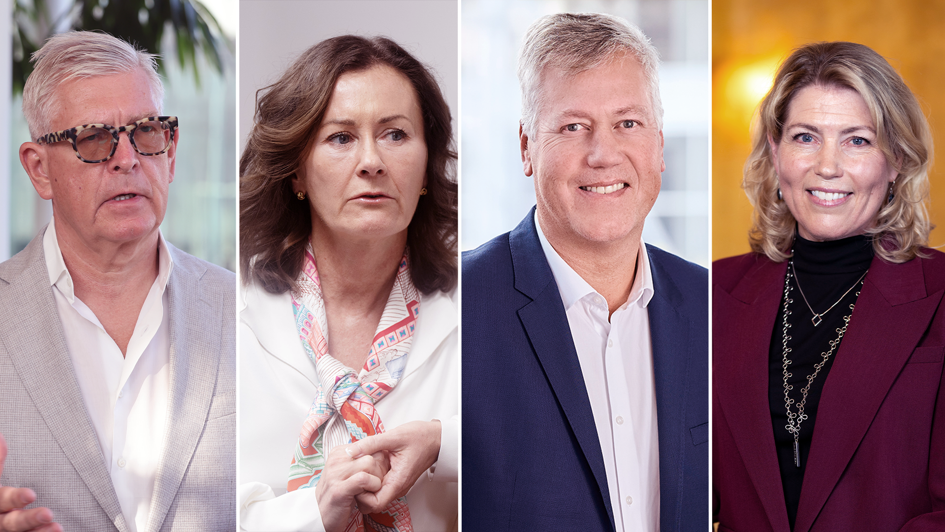 Porträttfoto av fyra personer - två män och två kvinnor i professionell miljö.