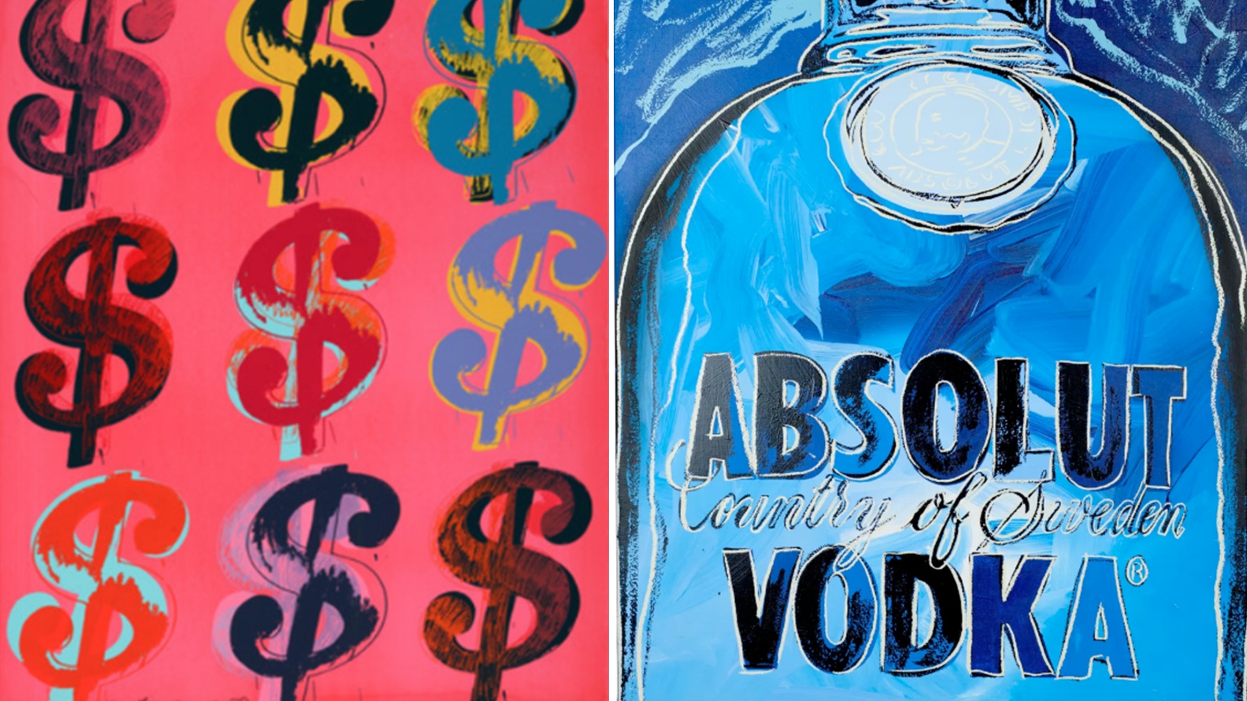 Andy Warhols Dollar Sign visades för första gången på det stora Leo Castelli Gallery i januari 1982. Samtidigt visas Absolut Warhol (The Blue Version) på Spritmuseum för första gången sedan den varit försvunnen i över 30 år.