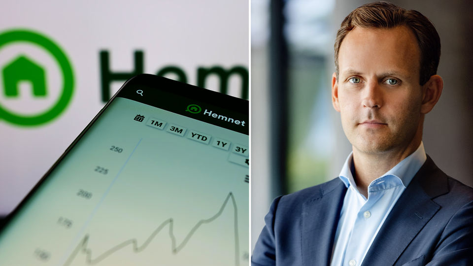 Till vänster, genrebild på Hemnet. Till höger, Hemnets vd Jonas Gustafsson.