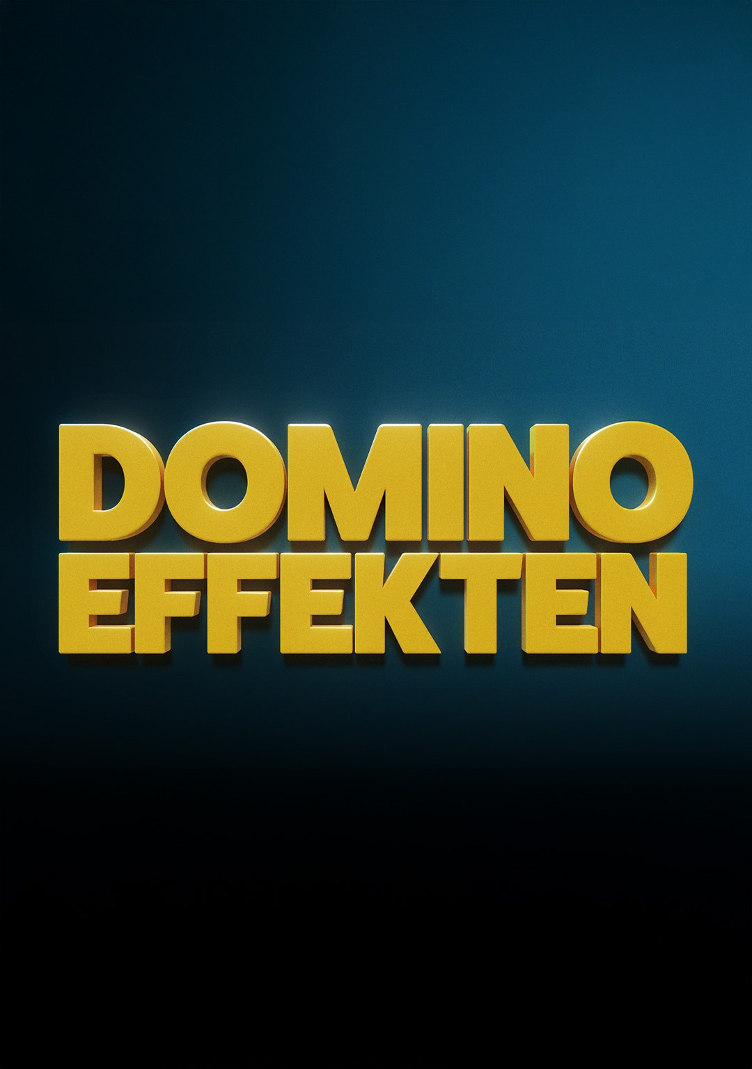 Gul text med texten "DOMINOEFFEKTEN" på mörkblå bakgrund