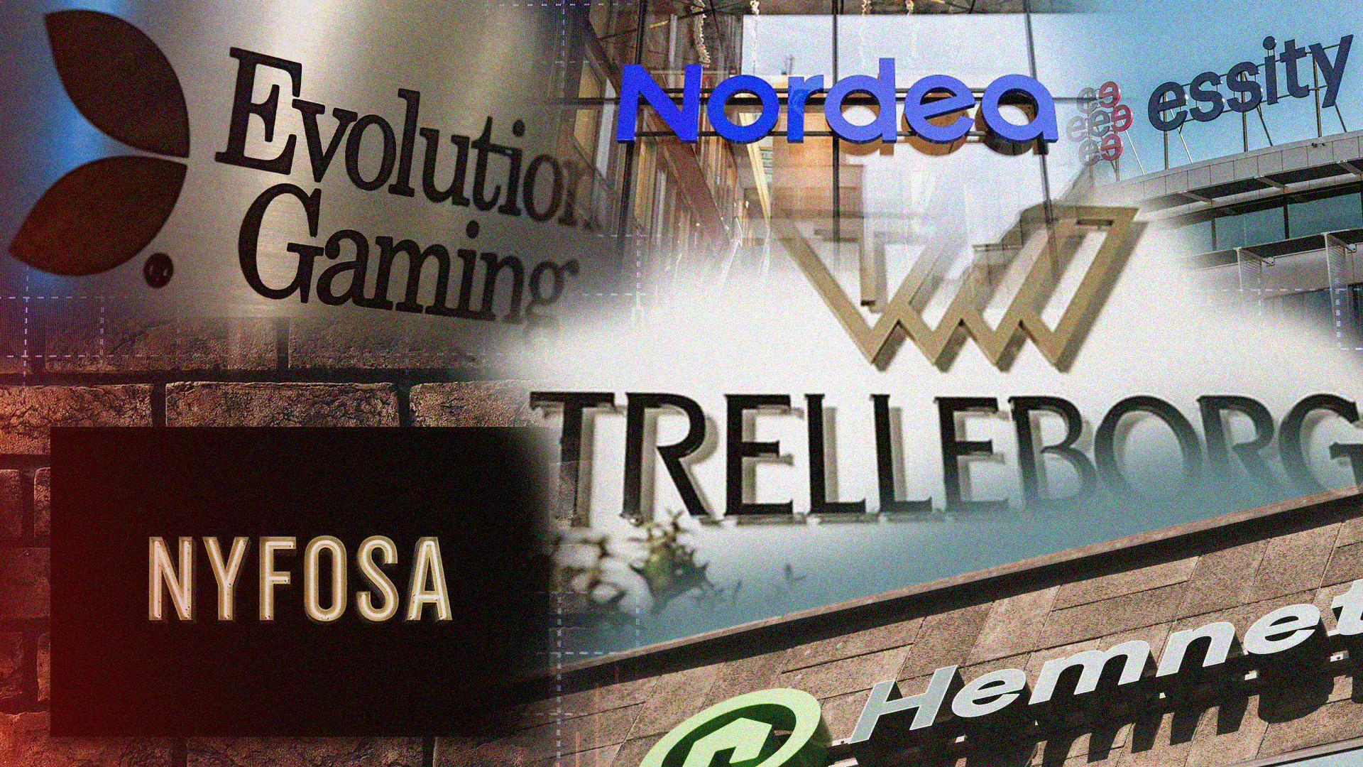 Kollage av logotyper från olika svenska företag inom gaming, finans och industri