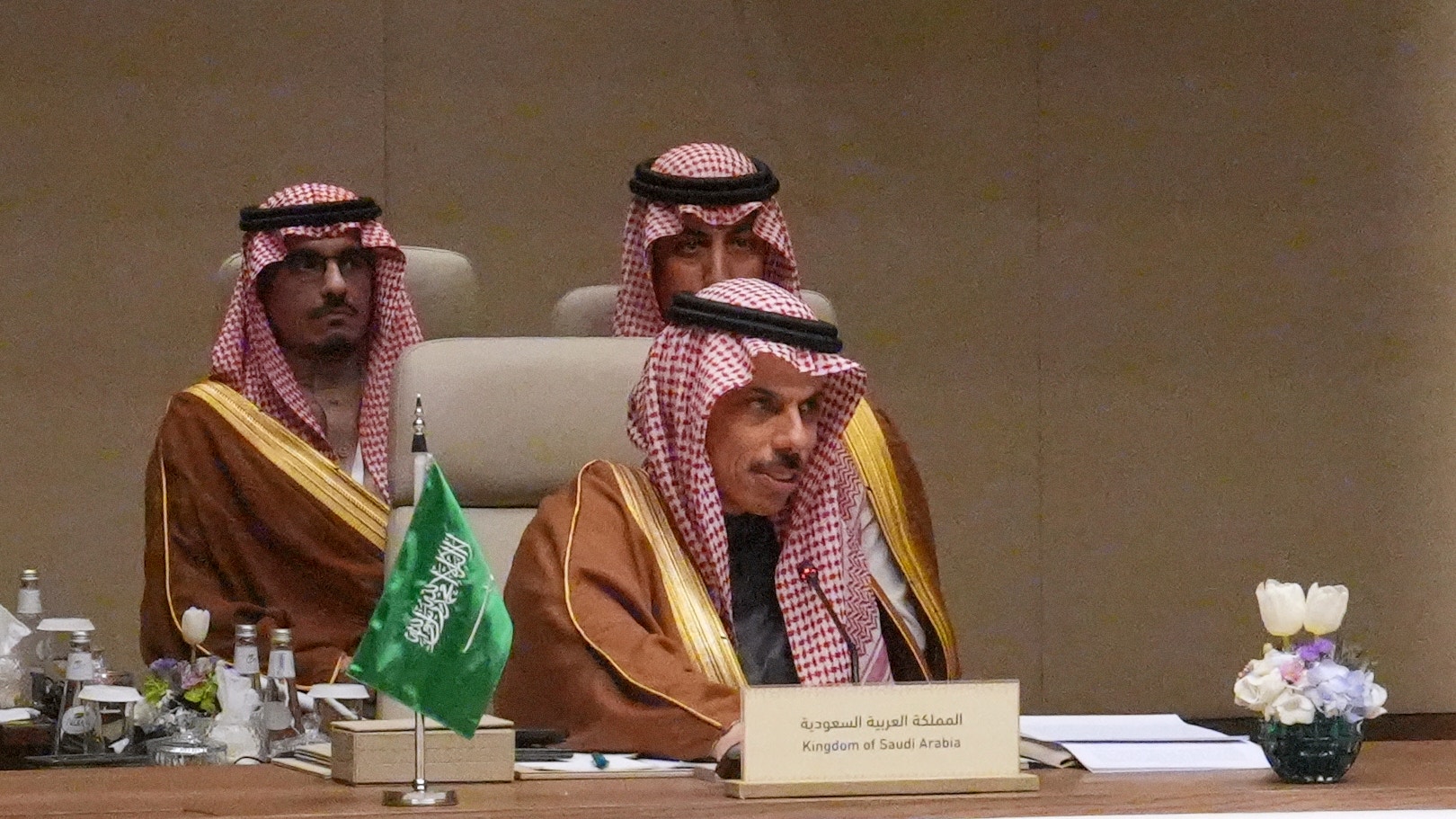 Saudiarabiens utrikesminister Prince Faisal bin Farhan Al-Saud i samband med ett utrikesministermöte i Riyadh.