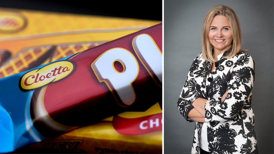 Cloetta-choklad till vänster, Katarina Tell till höger.