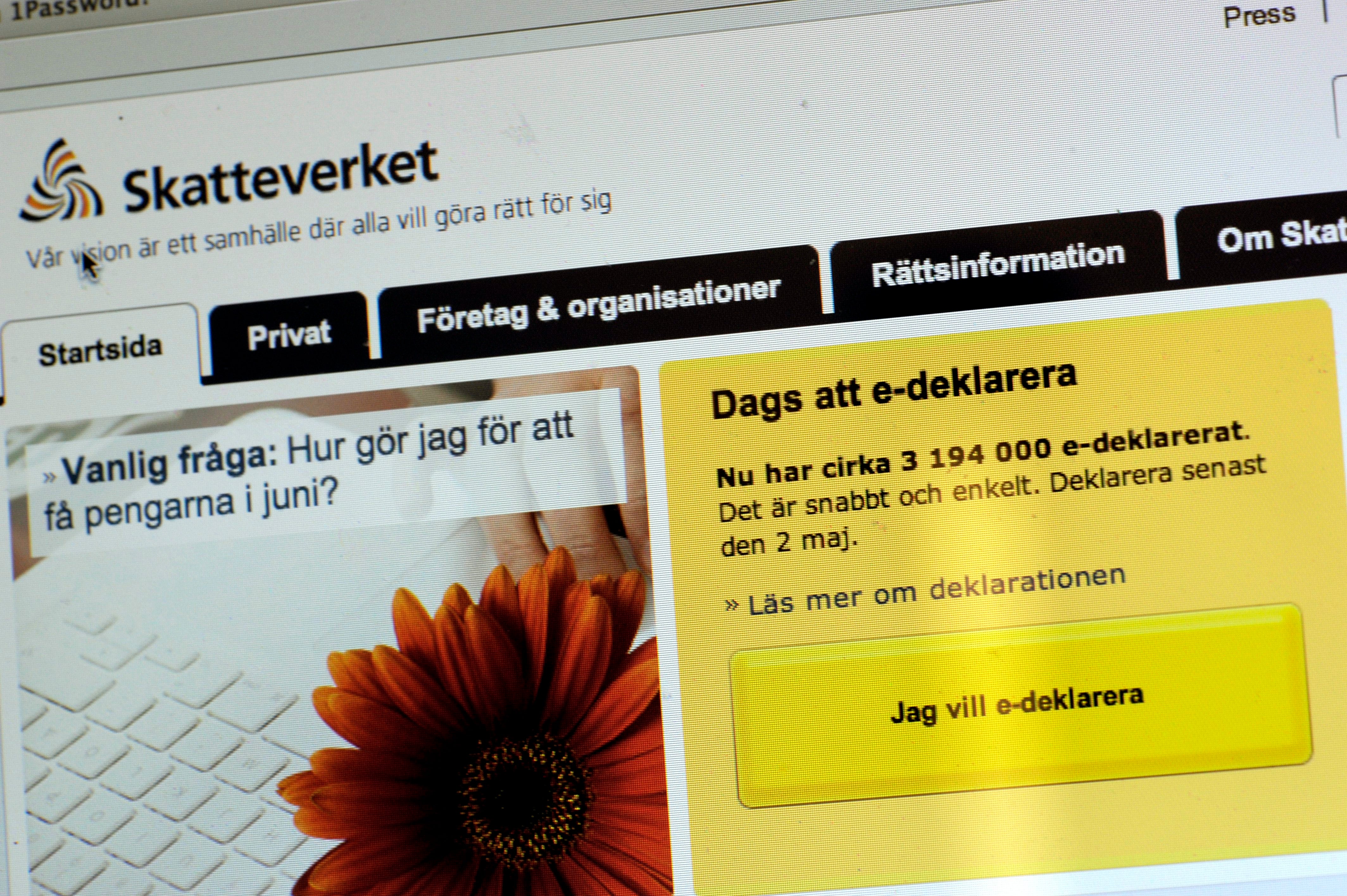 Skärmbild från Skatteverkets webbplats med information om e-deklaration.