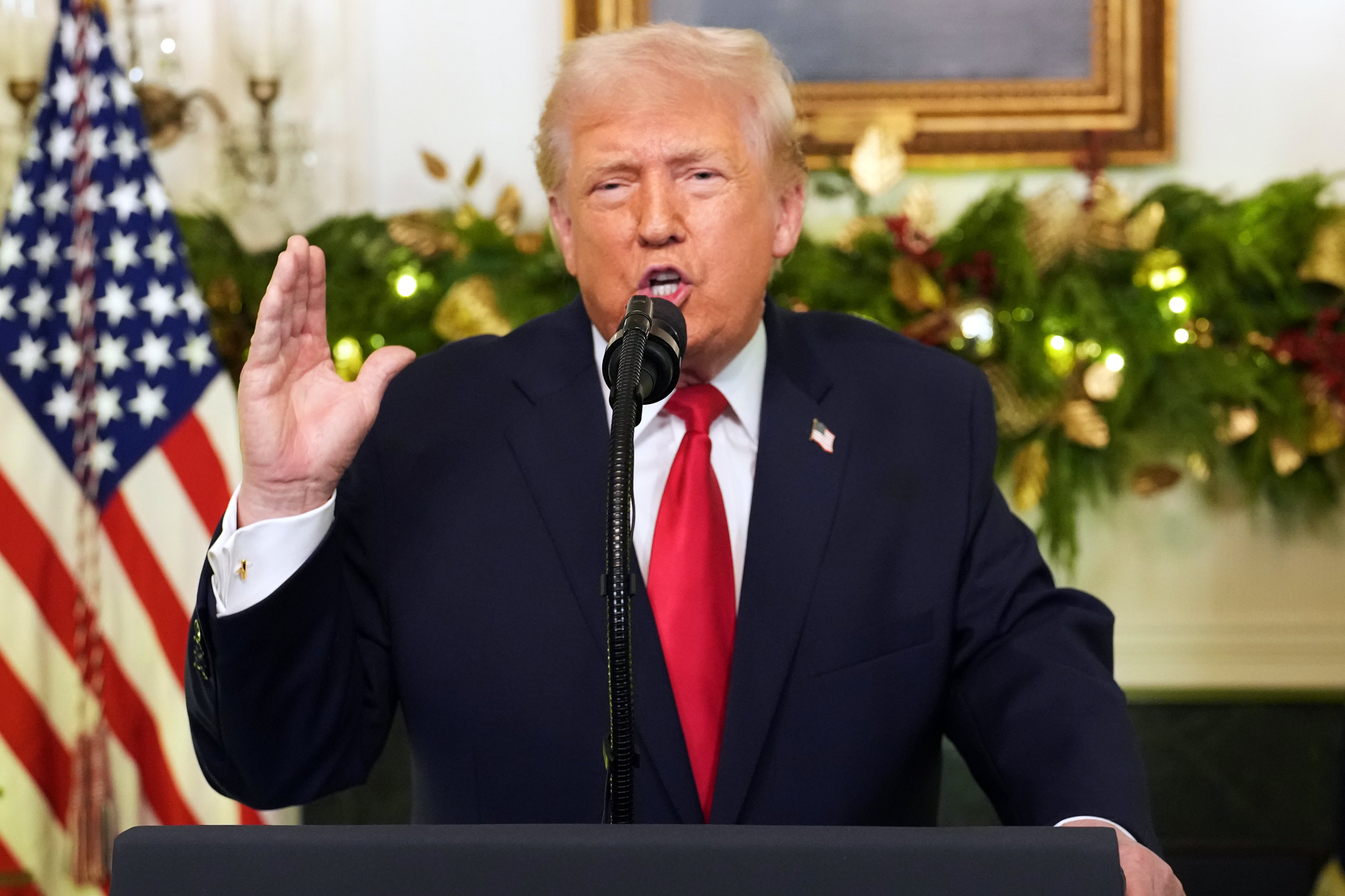 Donald Trump håller tal till nationen. 