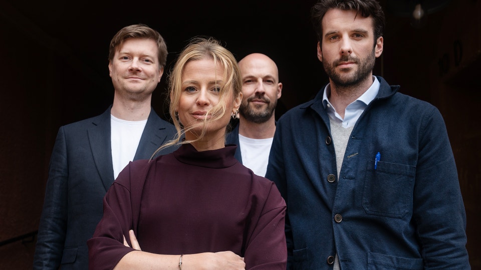 Finansmagasinets analytiker Peter Hedlund, Ellinor Beckett, Martin Blomgren och Daniel McPhee.