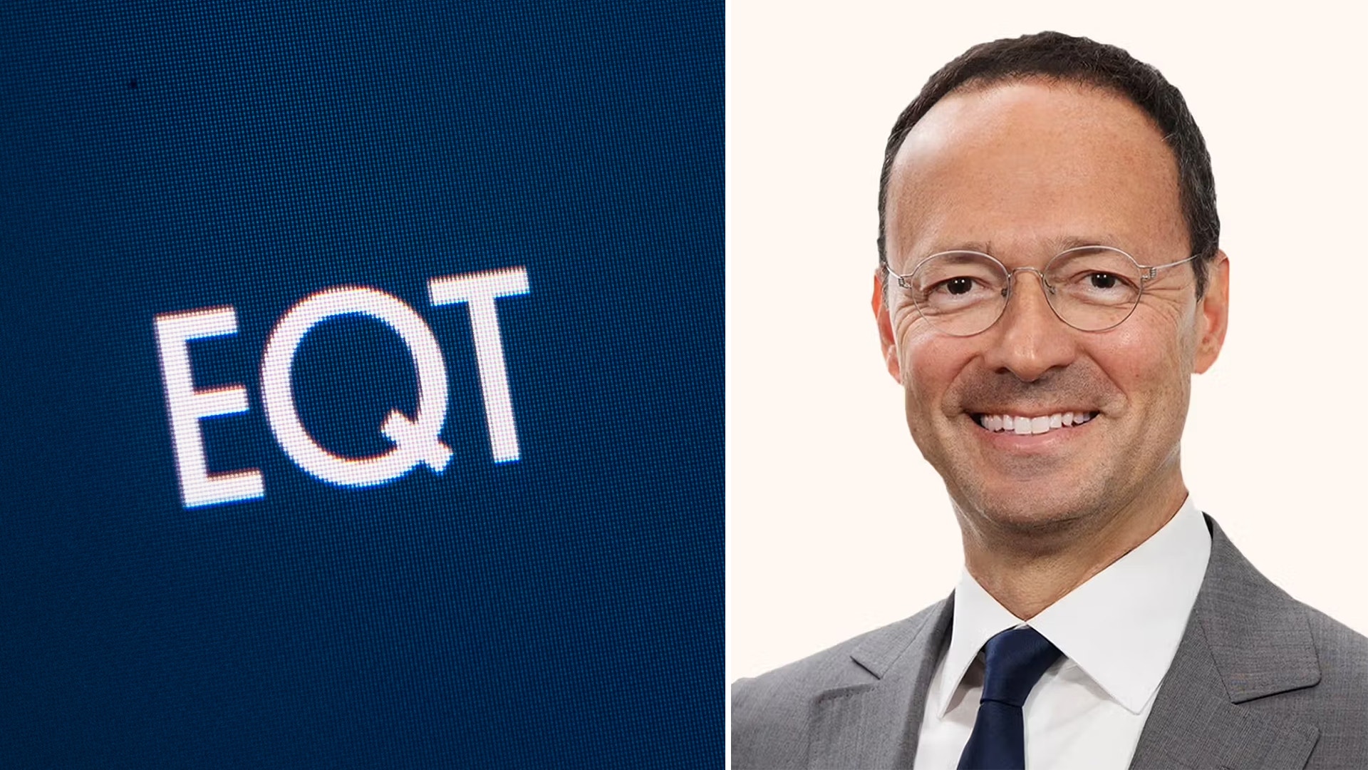 EQT logga till vänster, Jean Eric Salata till höger.