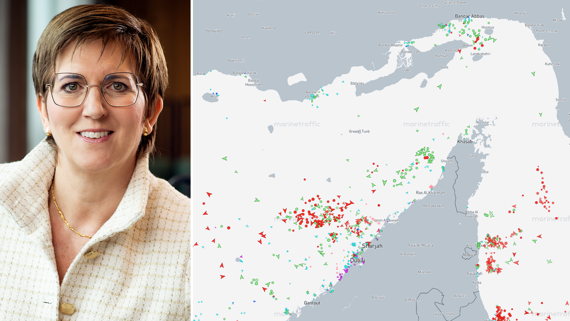 Porträtt av en kvinna tillsammans med en karta över Kina med färgmarkerade datapunkter