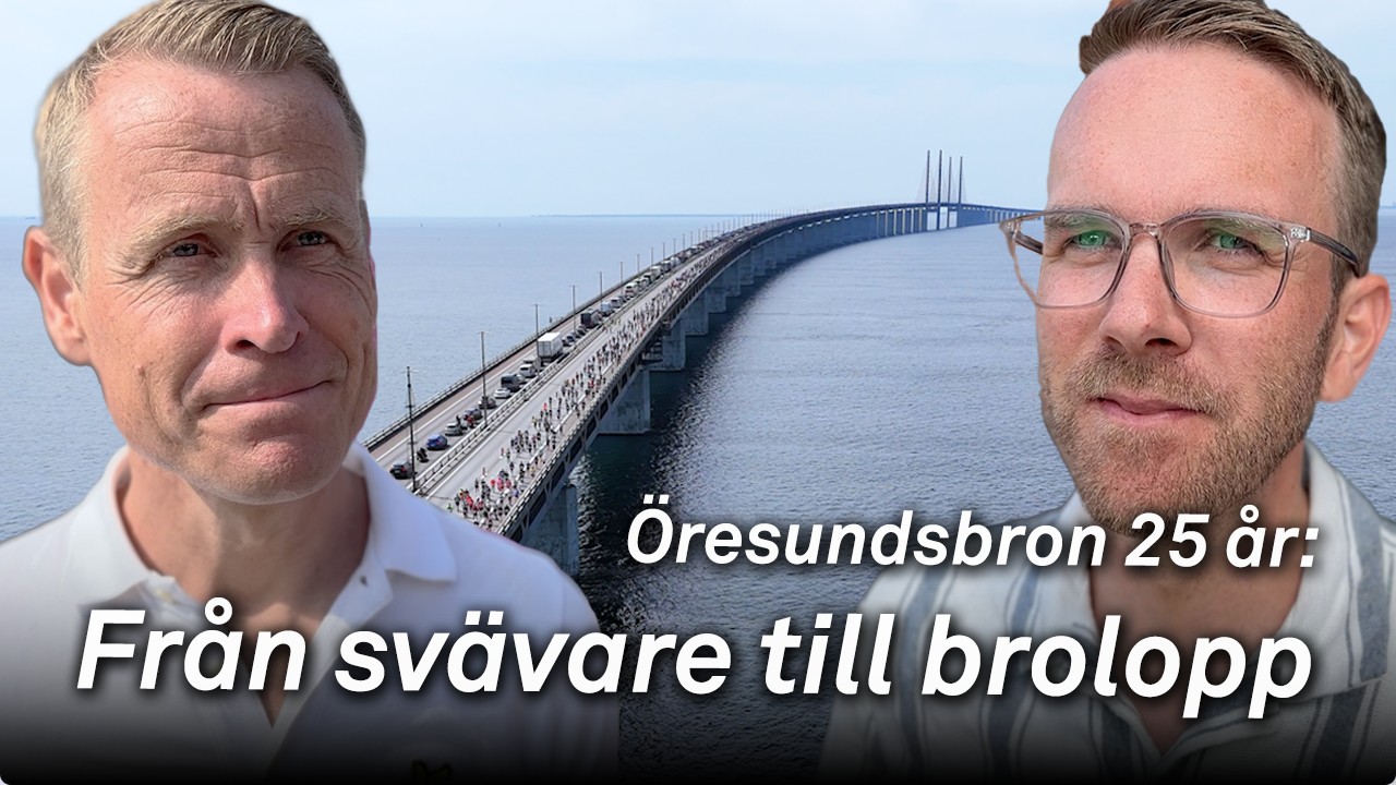 Ett montage med Andreas Carlson och Linus Eriksson, och Öresundsbron i bakgrunden.