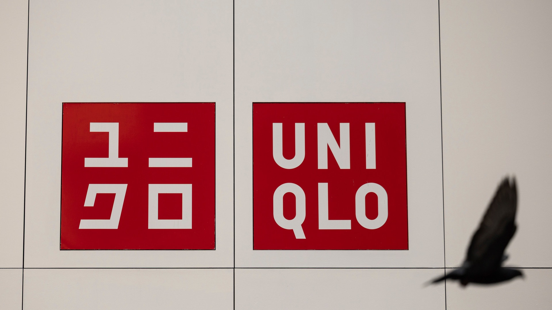 UNIQLO-logotyper på en vägg