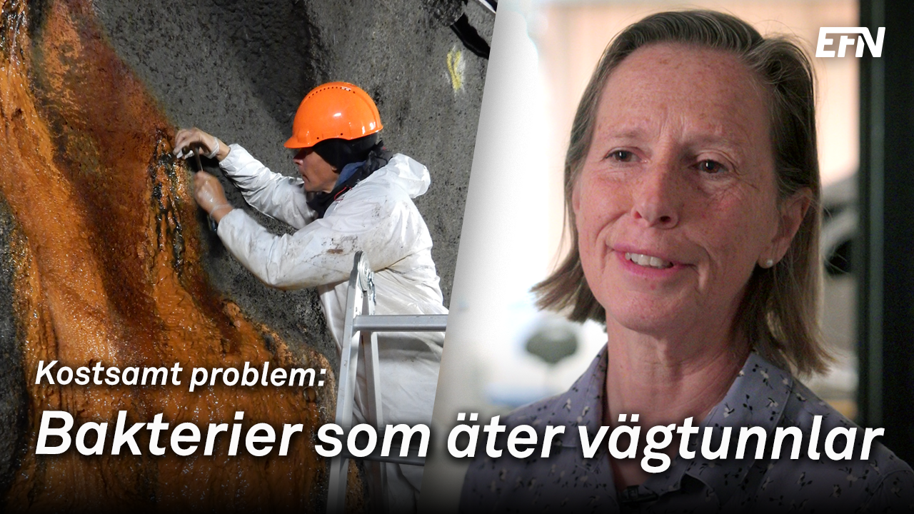 En man som skrapar väggen i en tunnel till vänster och Britt-Marie Wilén till höger.