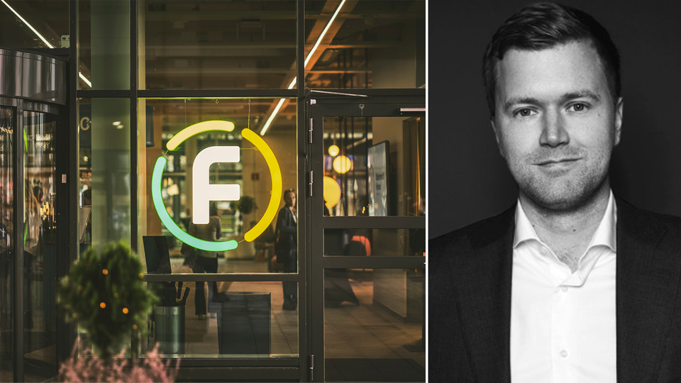 Fortnox logga och Red Eyes analytiker Fredrik Nilsson.