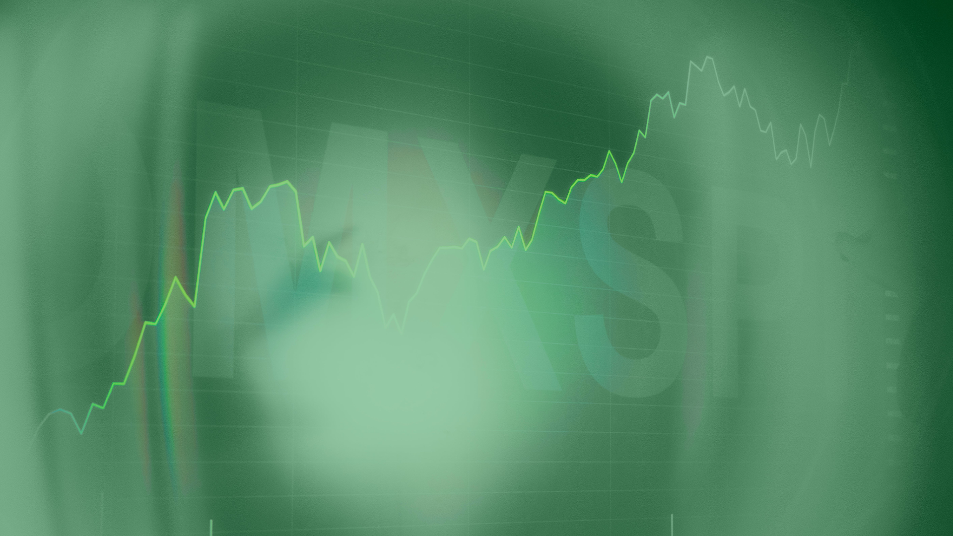 Grönt finansiellt diagram med stigande aktiekurs och dollartecken i bakgrunden.