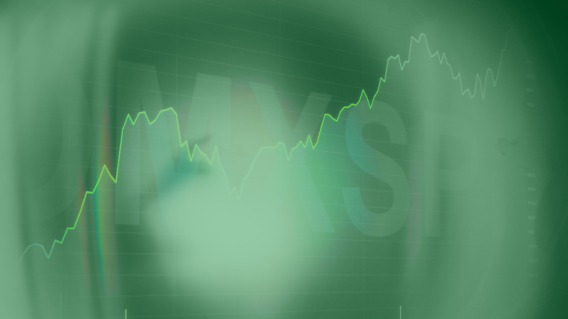 Grönt finansiellt diagram med stigande aktiekurs och dollartecken i bakgrunden.