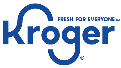Kroger-logotypen med blå text och en stiliserad shoppingkorg-handtag som bildar bokstaven g