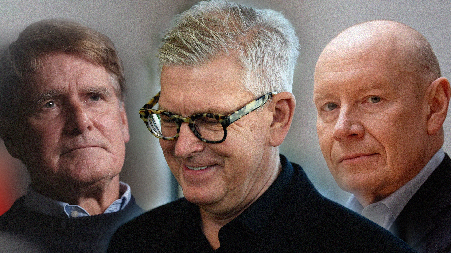 Porträtt av tre män mot neutral bakgrund.