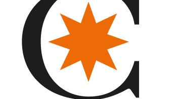 COOR-logotyp med orange stjärna i svart cirkel