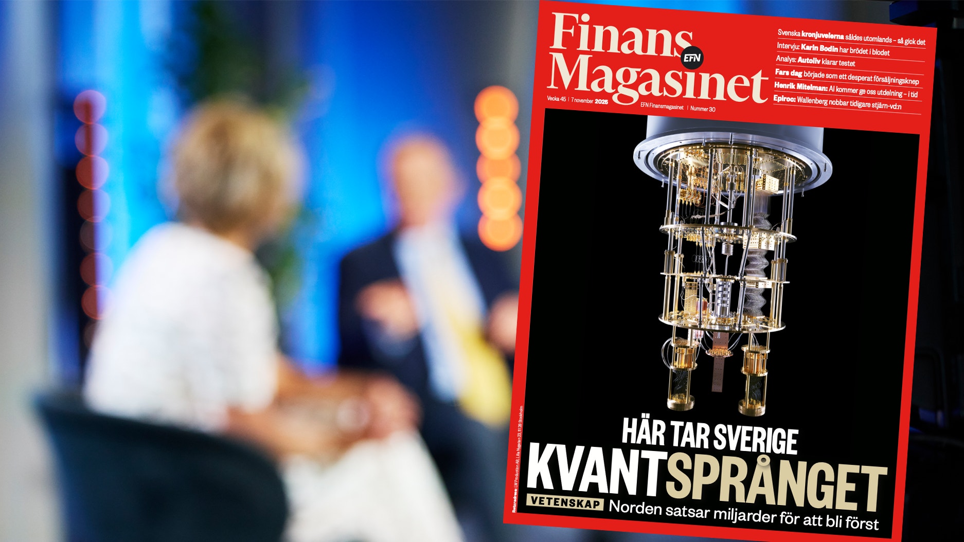 Omslag av FinansMagasinet med rubrik om Sveriges kvantsprång.