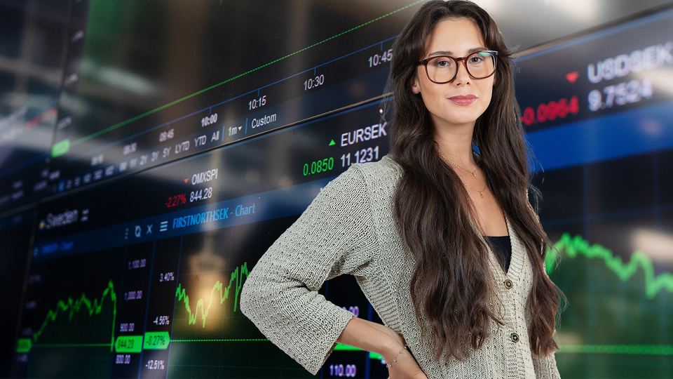 Börsbild med EFN:s krönikör Elin Wiker.