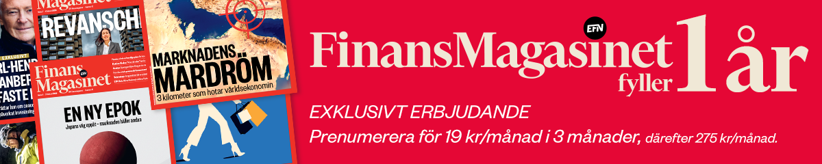 Reklambanderoll för FinansMagasinets ettårig prenumeration med exklusivt erbjudande