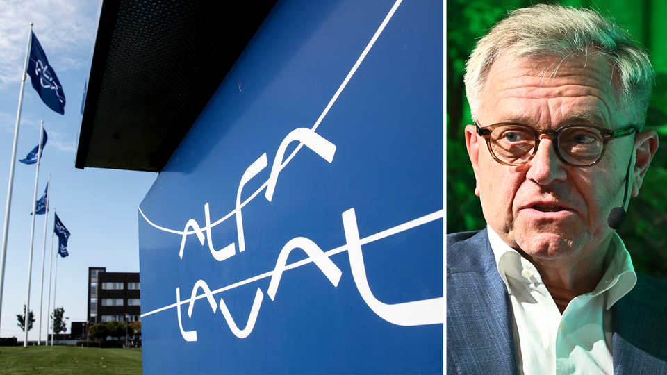 En splitbild på Alfa Lavals huvudkontor och vd:n Tom Erixon.