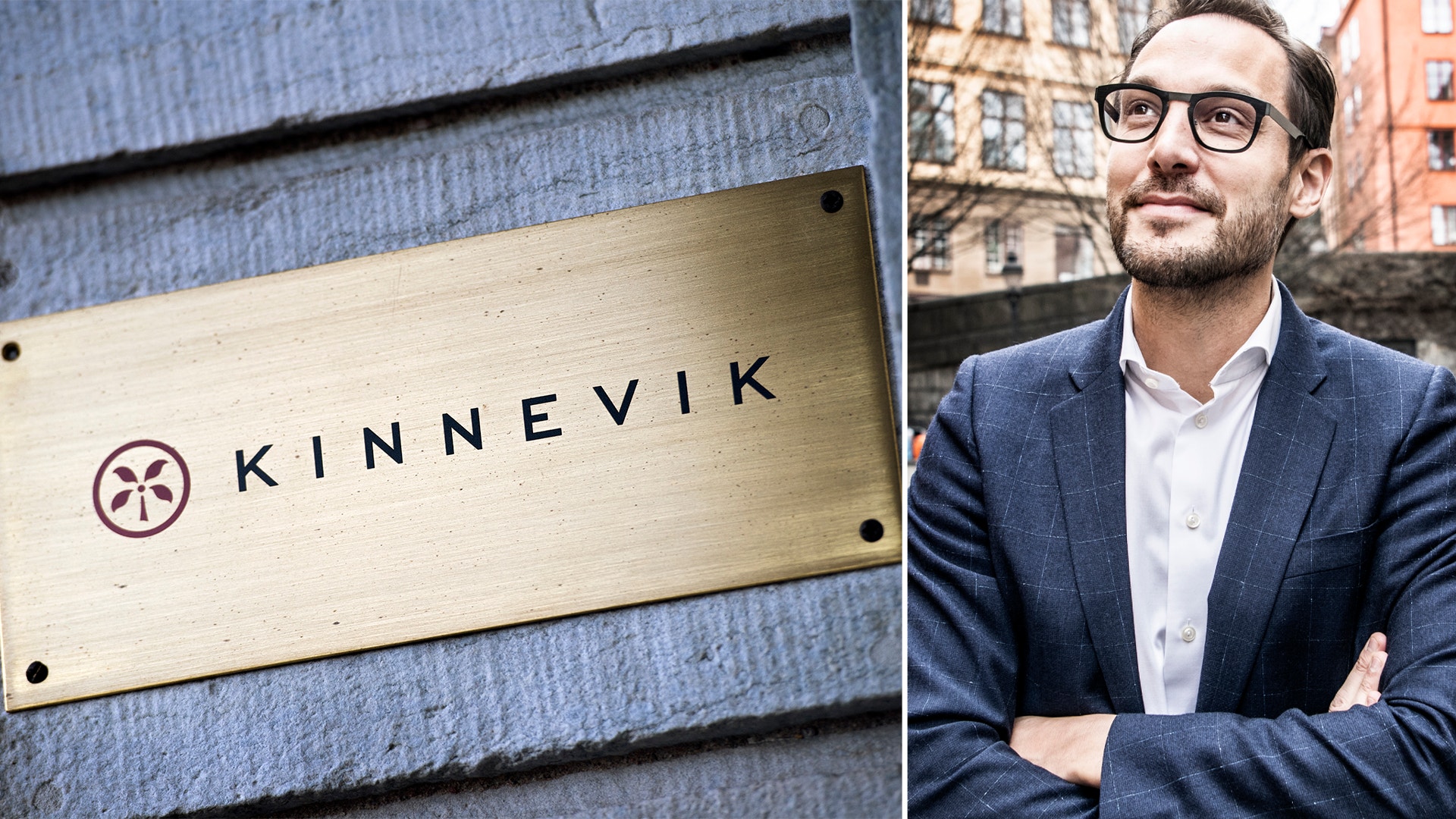 Kinnevik-skylt till vänster. Georgi Ganev till höger.