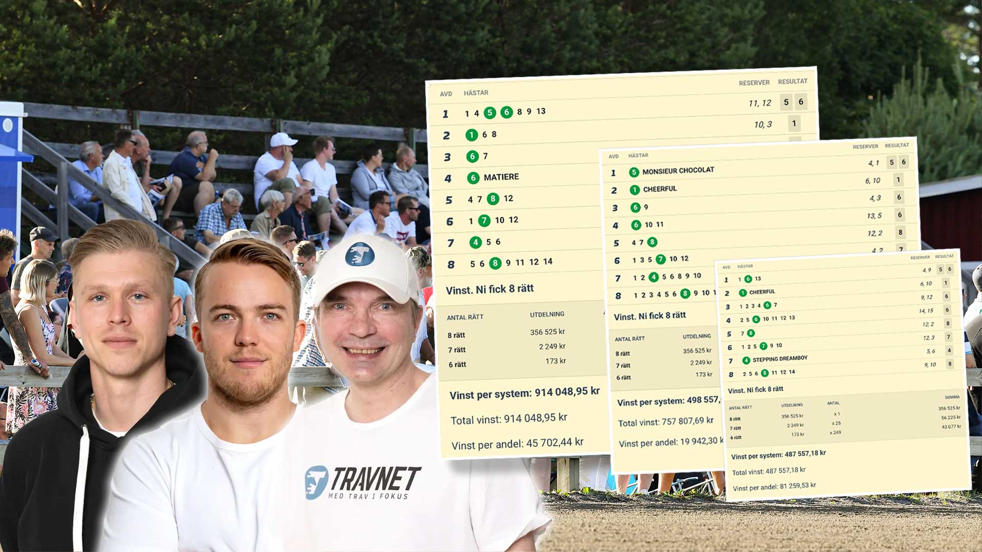 Oliver, Emil och Niklas svarade tre inspelade V86-kuponger på V86 ikväll.